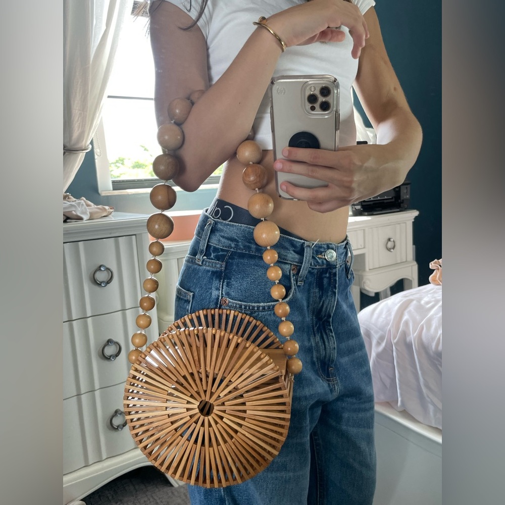 Cult Gaia Women's Natural Bamboo Luna Crossbody Bag